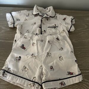 Charming Kids' Cream Pajama Set with Dog Pattern